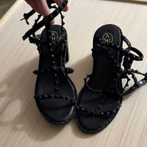 Ash Black Studded Strappy Sandals